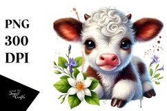 Colorful Baby Highland Cow PNG Product Image 1
