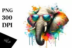 Quirky and Colorful Artistic Style Elephant | Clipart Product Image 1