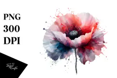 Abstract Sparkly Poppy, Watercolor PNG Product Image 1