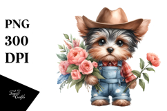Watercolor Baby Yorkipoo Cowboy Boots Clipart Product Image 1