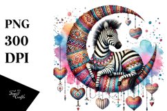Boho Zebra on Moon, Transparent PNG Product Image 1
