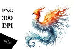 Washed Pheonix Bird Made of Fire and Ice PNG Product Image 1