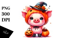 Vibrant Baby Pig for Halloween | Sublimation | Clipart Product Image 1
