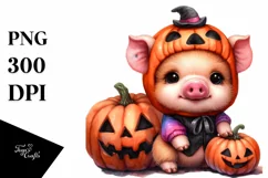 Vibrant Baby Pig for Halloween | Sublimation | Clipart Product Image 3