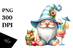 Whimsical Gnome Drinking a Cocktail PNG Product Image 1