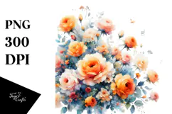Vibrant Watercolor Abstract with Orange Roses | Sublimation Product Image 1