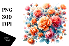 Vibrant Watercolor Abstract with Orange Roses | Sublimation Product Image 1