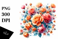 Vibrant Watercolor Abstract with Orange Roses | Sublimation Product Image 3