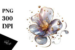 Abstract -Like Sweet Pea with Golden Insertions PNG Product Image 1