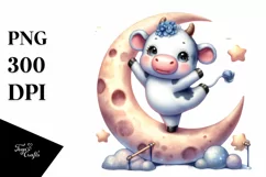 Cute Baby Cow Gymnastics | Sublimation | Clipart Product Image 1