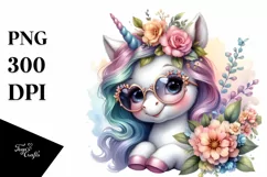 Cute Sunglasses Baby Unicorn | Clipart Product Image 1