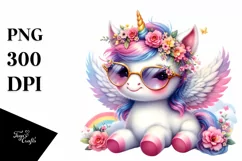 Cute Sunglasses Baby Unicorn | Clipart Product Image 3