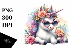 Cute Sunglasses Baby Unicorn | Clipart Product Image 3