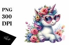 Cute Sunglasses Baby Unicorn | Clipart Product Image 1