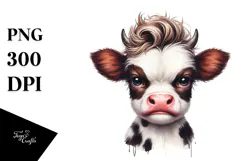 Cool Hair Baby Cow PNG Product Image 1