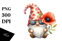 Cute Gnome with Rose Floral Frame PNG Product Image 1