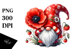 Cute GNOME with Big Hat and Freesia PNG Product Image 1