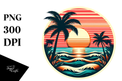 Retro Tropical Beach Sunset PNG Product Image 1