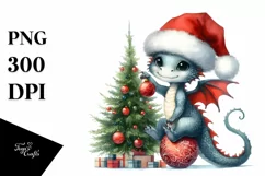 Baby Dragons Decorating Christmas Tree PNG Product Image 1