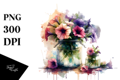 Abstract Jar Petunia Sublimation Clipart Product Image 1