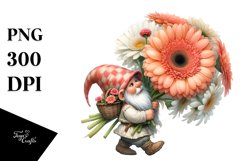 Detailed Gnome with Gerbera Bouquet Clipart Product Image 3