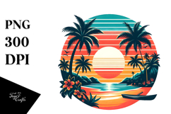 Retro Tropical Sunset PNG Product Image 1