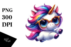 Cute Baby Unicorn Jumping PNG Product Image 1