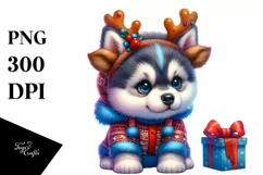 a Cute Watercolor Siberian Husky PNG Product Image 3