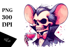 Simplistic Halloween Vampire Skull Jerry Mouse PNG Product Image 1