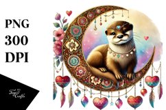 Adorned Otter on Moon, Transparent PNG Product Image 1