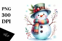 Colorful Snowman with Scarf PNG Product Image 1