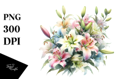 Colorful Lily Watercolor PNG Product Image 1