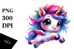 Vibrant Unicorn with Floral Wreath, Transparent PNG Product Image 1