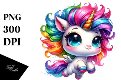 Cute Baby Unicorn Jumping PNG Product Image 1