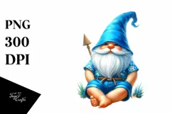 Digital Painting Gnome with Blue Accents | Clipart Product Image 3