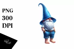 Digital Painting Gnome with Blue Accents | Clipart Product Image 1