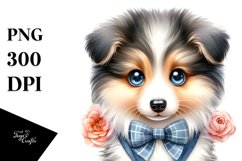 Cute Baby Collie Watercolor Clipart Product Image 1