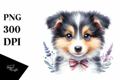 Cute Baby Collie Watercolor Clipart Product Image 1