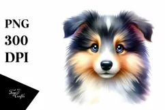 Cute Baby Collie Watercolor Clipart Product Image 1