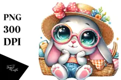 Goofy Baby Rabbit in Cradle PNG Product Image 1