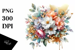 Abstract Watercolor Bouquet Gold Foil Clipart Product Image 3