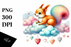 Colorful Squirrel on Cloud, Transparent PNG Product Image 1
