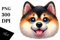 Funny Akita Watercolor Clipart Product Image 3