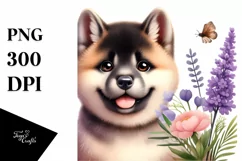 Funny Akita Watercolor Clipart Product Image 3