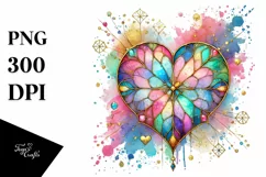 Colorful Hearthglass on Splashy Background PNG Product Image 1