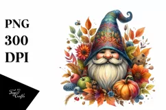 Detailed Vibrant Autumn Gnome, PNG Product Image 3