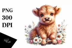Cute Baby Highland Cow | Clipart Product Image 3
