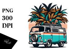 Retro Tree Van Clipart Product Image 1
