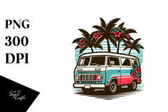 Retro Tree Van Clipart Product Image 1
