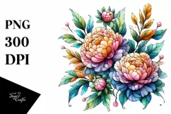 Detailed Vibrant Pastel Wooden Small Stained Peonies, Product Image 3